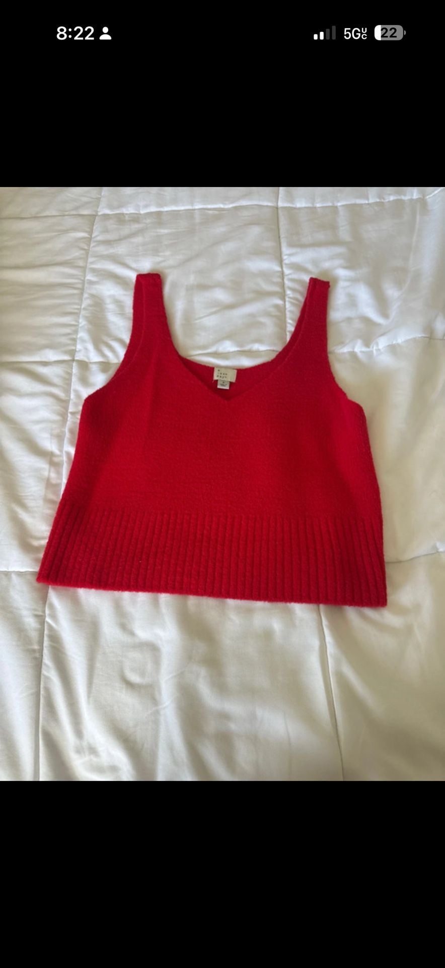 A New Day Sweater Tank Size S Red Fuzzy Knit V-Neck 2