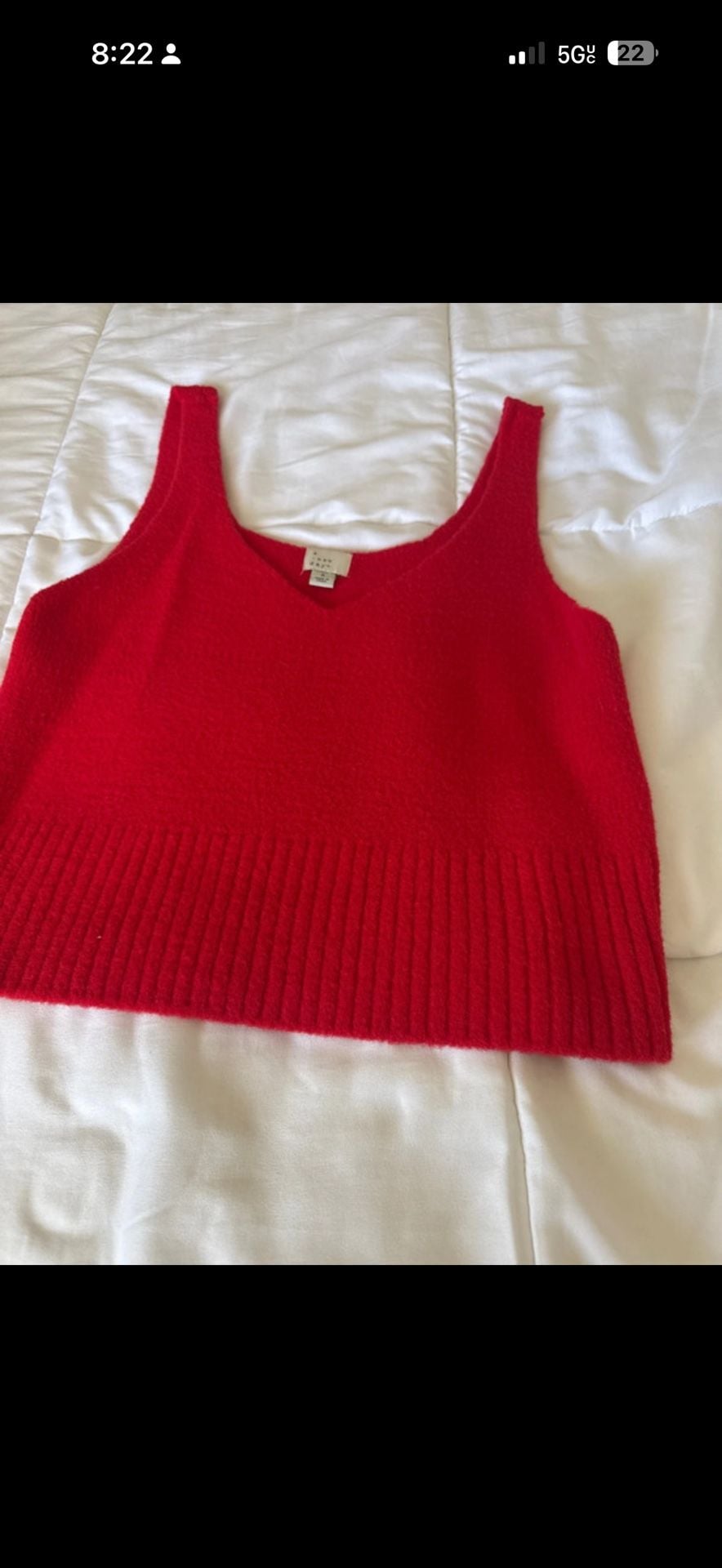 A New Day Sweater Tank Size S Red Fuzzy Knit V-Neck 3