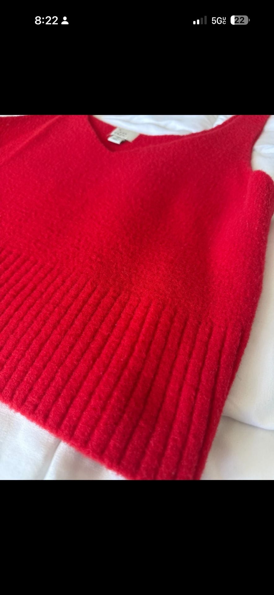 A New Day Sweater Tank Size S Red Fuzzy Knit V-Neck 4