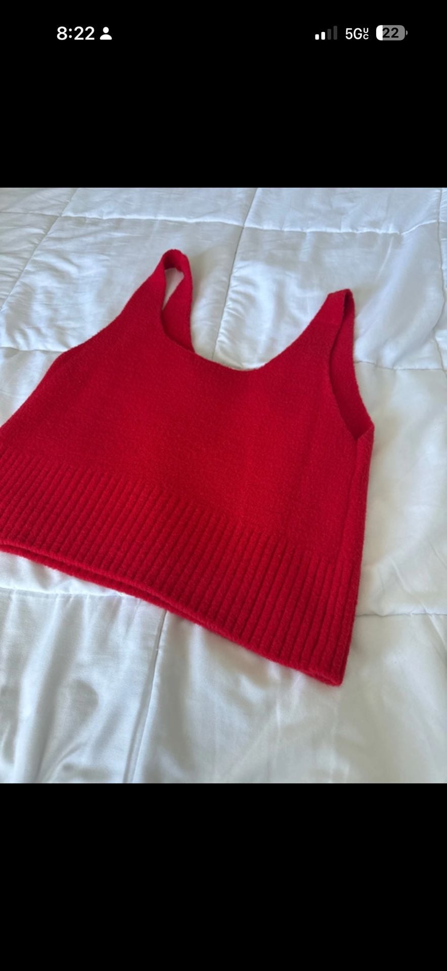 A New Day Sweater Tank Size S Red Fuzzy Knit V-Neck 6