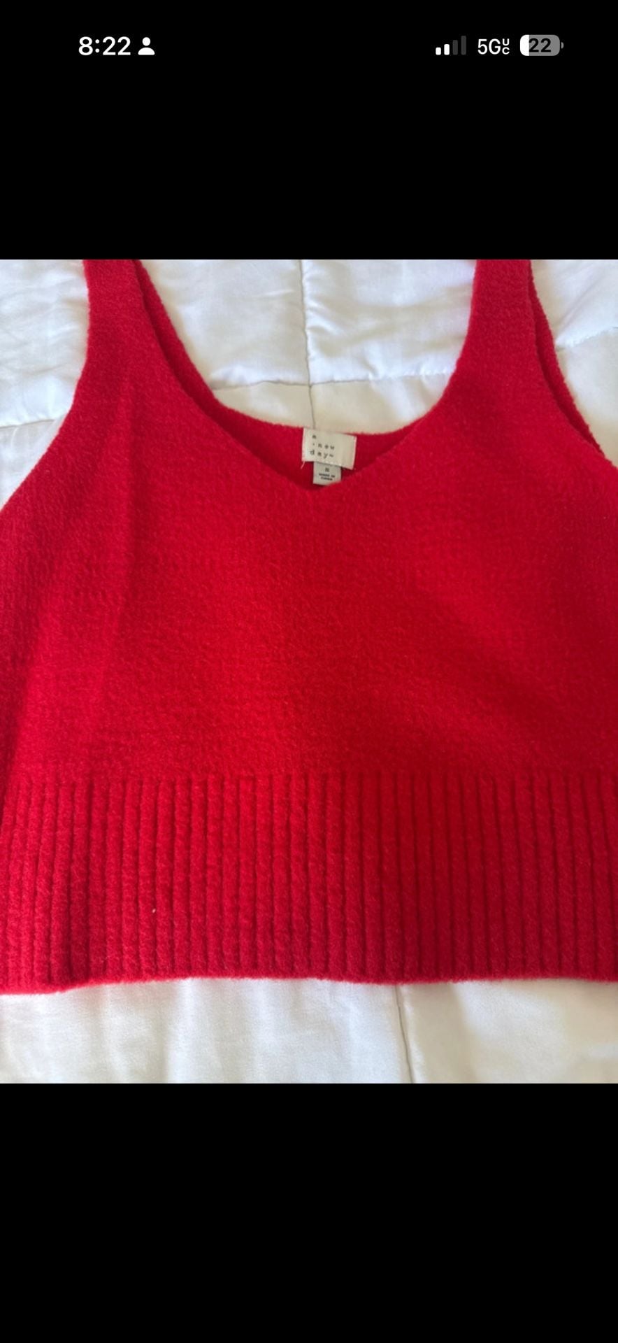 A New Day Sweater Tank Size S Red Fuzzy Knit V-Neck 7