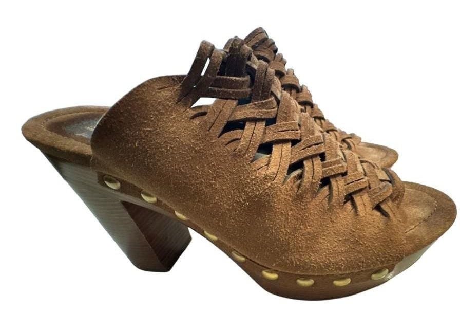 Michael Kors Westley Suede Woven Platform Mules Brown 2