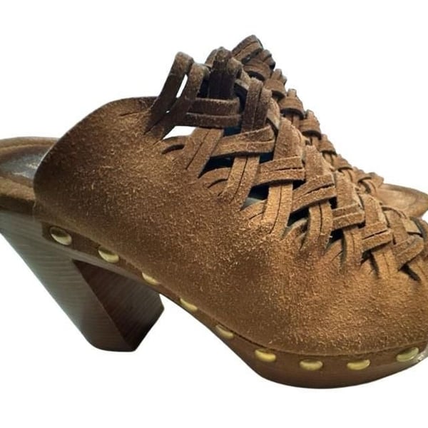 Michael Kors Westley Suede Woven Platform Mules Brown