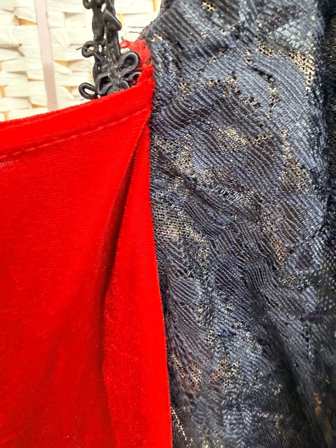 Punk Rave Red Velvet Gothic Maxi Dress Black Lace Trim 5