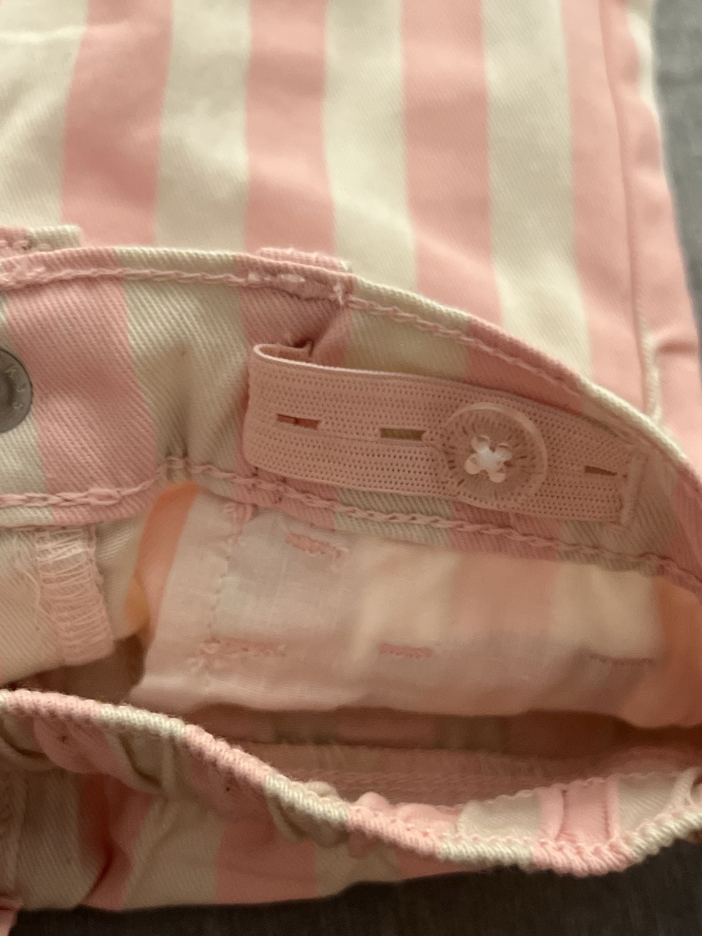 Old Navy Wide Leg Pants 18-24M Pink White Striped Adjustable Waist 4
