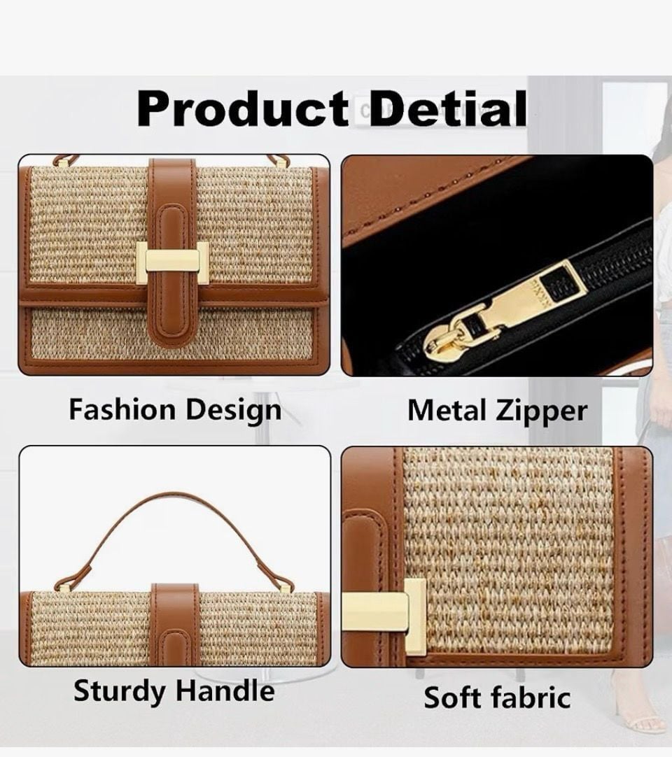 Top Handle Raffia Crossbody Bag New 5