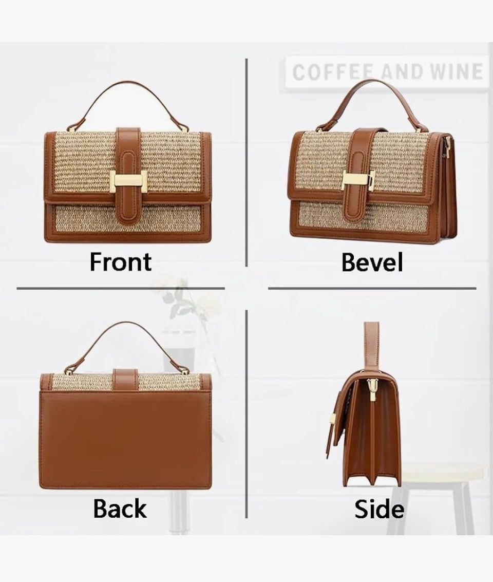Top Handle Raffia Crossbody Bag New 4