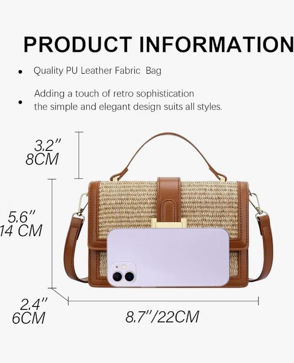 Top Handle Raffia Crossbody Bag New 6