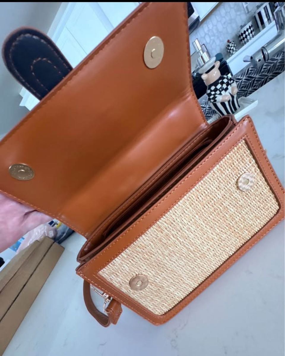 Top Handle Raffia Crossbody Bag New 8