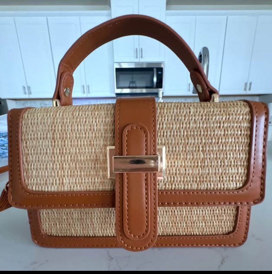 Top Handle Raffia Crossbody Bag New 9