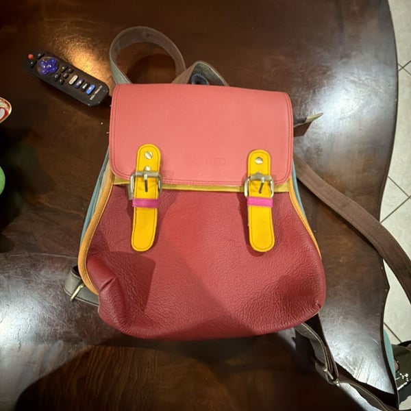 Soruka Freya Recycled Leather Colorblock Backpack Multicolored