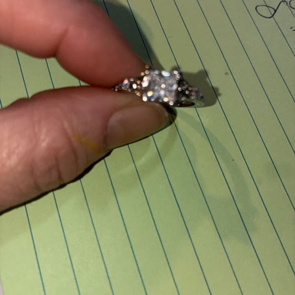 Radiant Cut CZ Engagement Ring Silver Tone