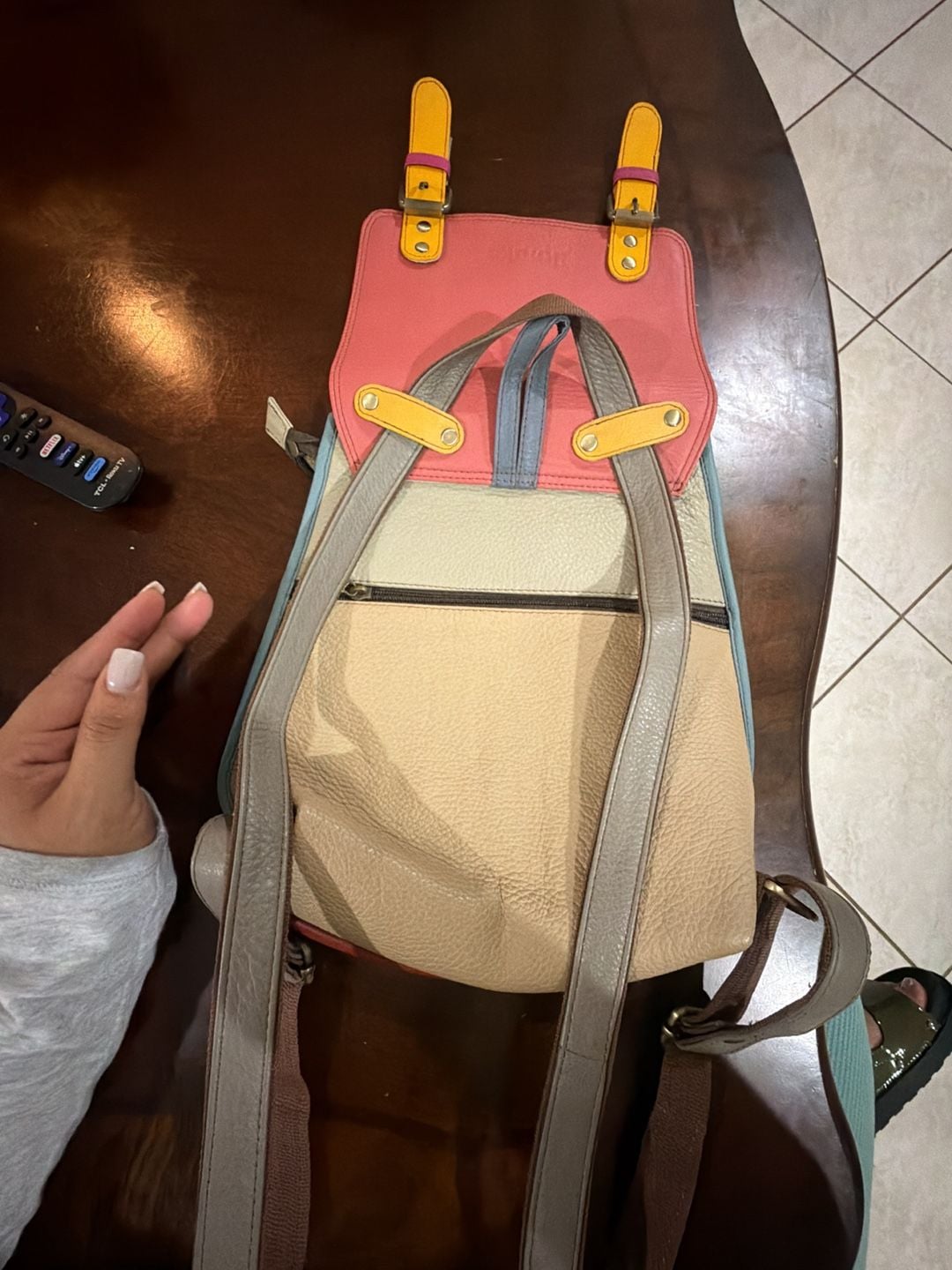 Soruka Freya Recycled Leather Colorblock Backpack Multicolored 6