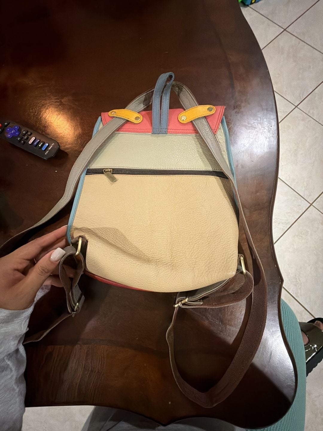 Soruka Freya Recycled Leather Colorblock Backpack Multicolored 7