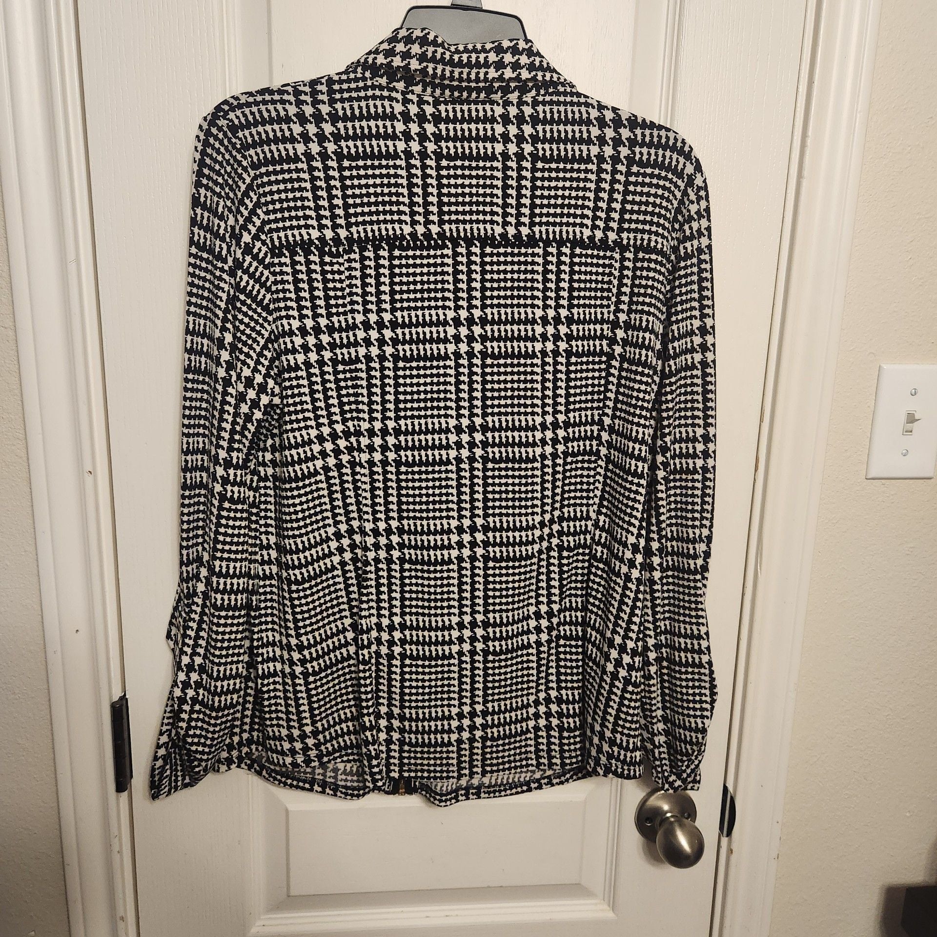 Anne Klein Houndstooth Zip Blouse L 8