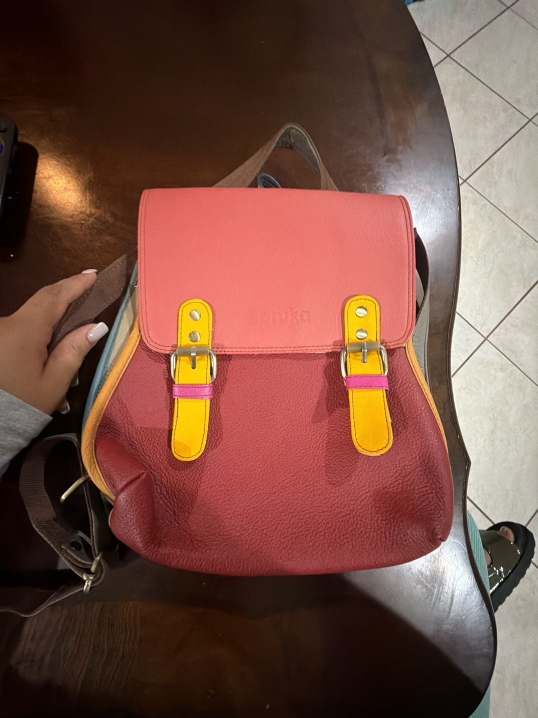 Soruka Freya Recycled Leather Colorblock Backpack Multicolored 8