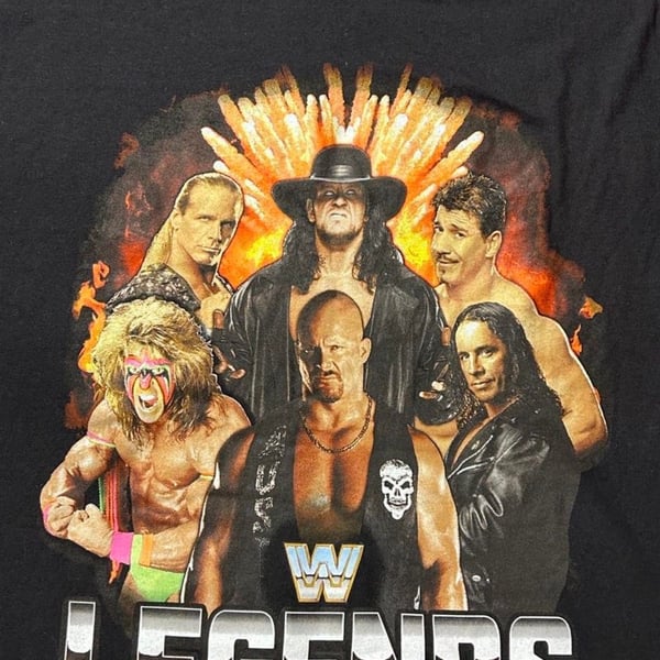 WWE Legends T-Shirt MD M Black Wrestling Graphic Tee Superstars
