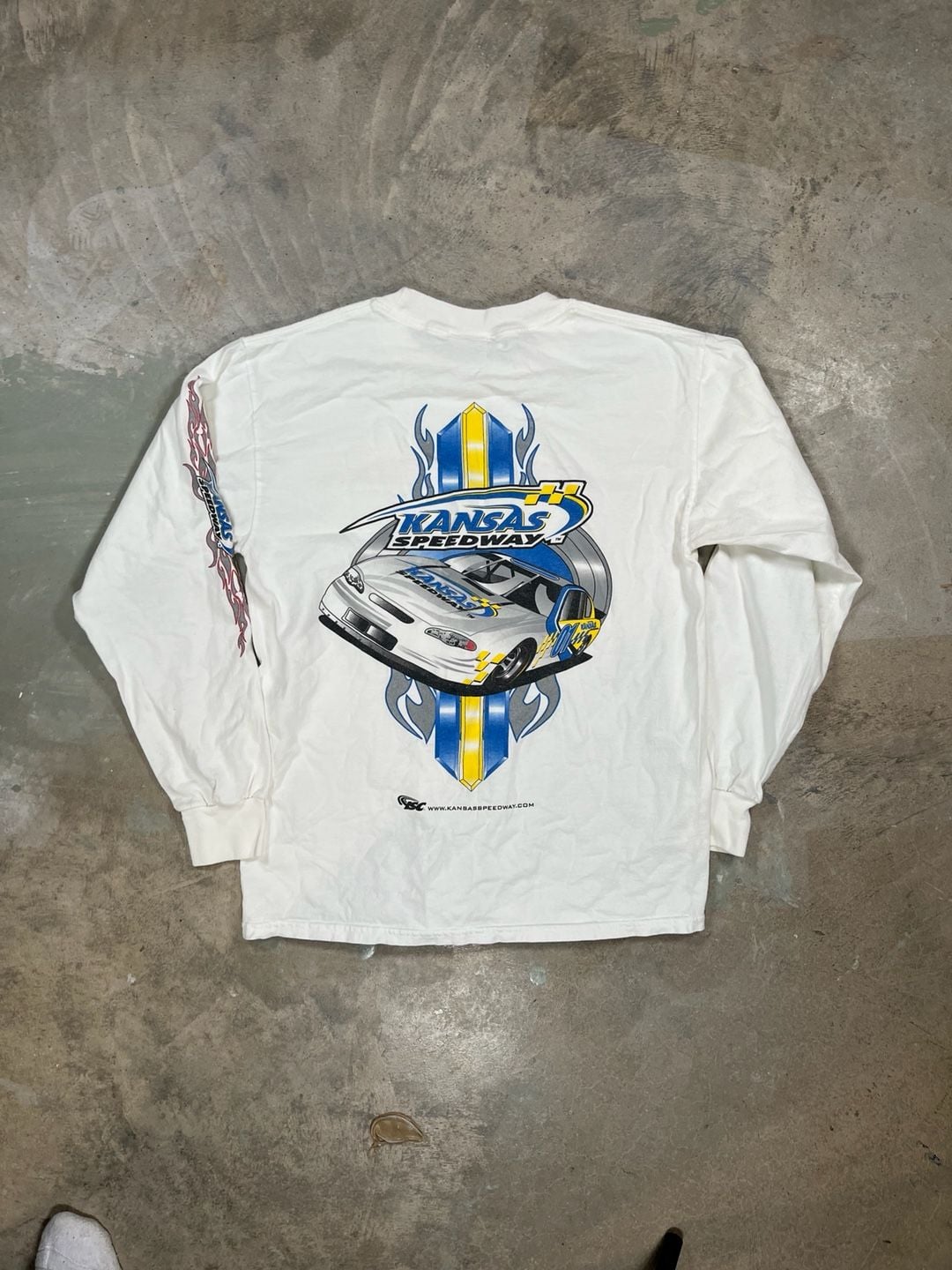 Gildan Kansas Speedway Long Sleeve Shirt Size M White Racing Graphic 6