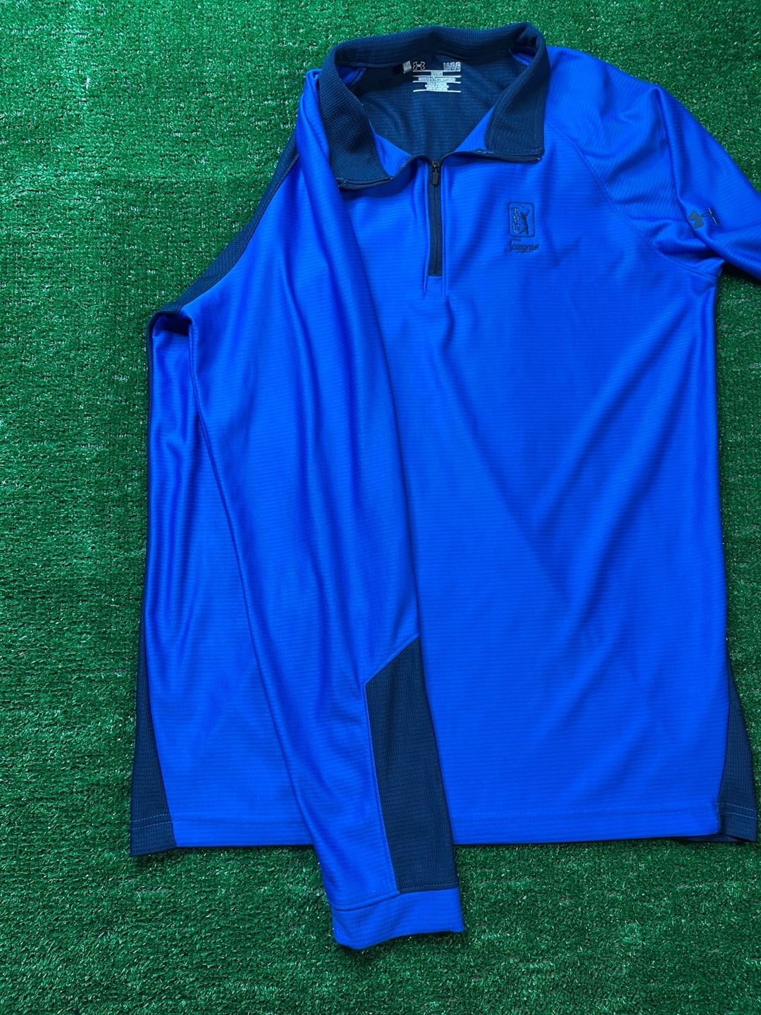 Under Armour TPC Sawgrass 1/4 Zip Pullover Size LG Blue Golf Long Sleeve 7