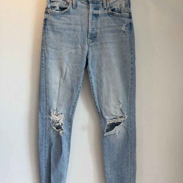 MOTHER Denim Jeans Light Wash Distressed