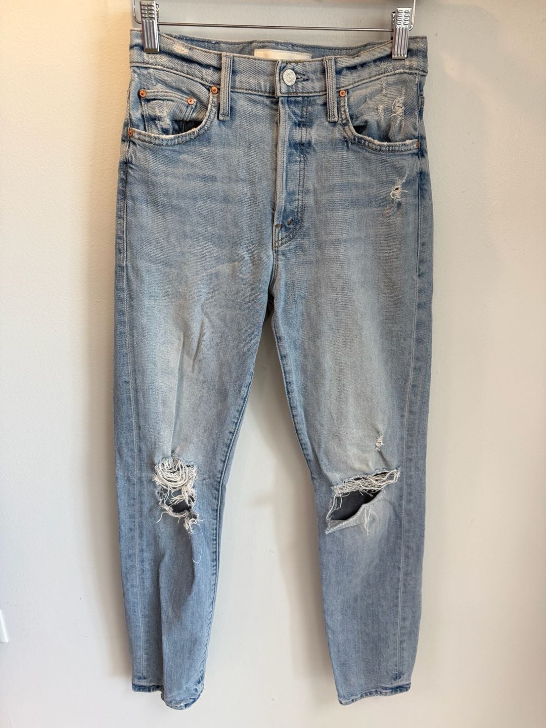 MOTHER Denim Jeans Light Wash Distressed 3