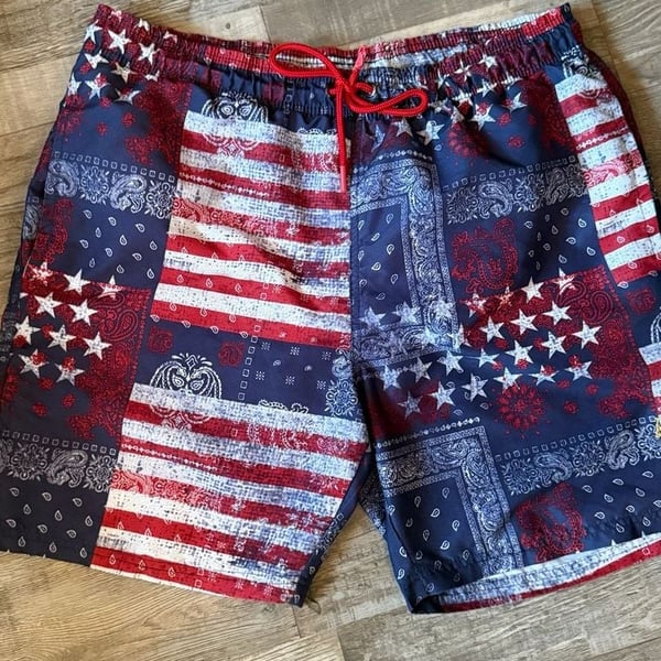 U.S Polo Assn Stars Stripes Bandana Swim Trunks size L