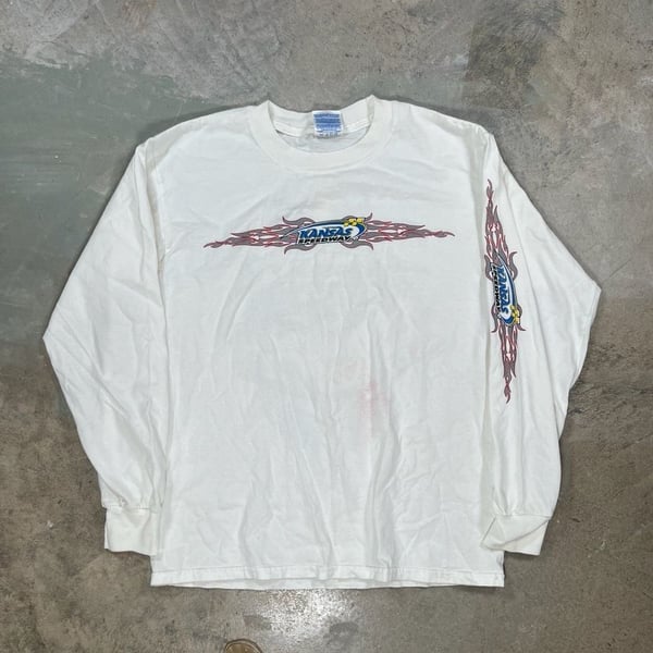 Gildan Kansas Speedway Long Sleeve Shirt Size M White Racing Graphic