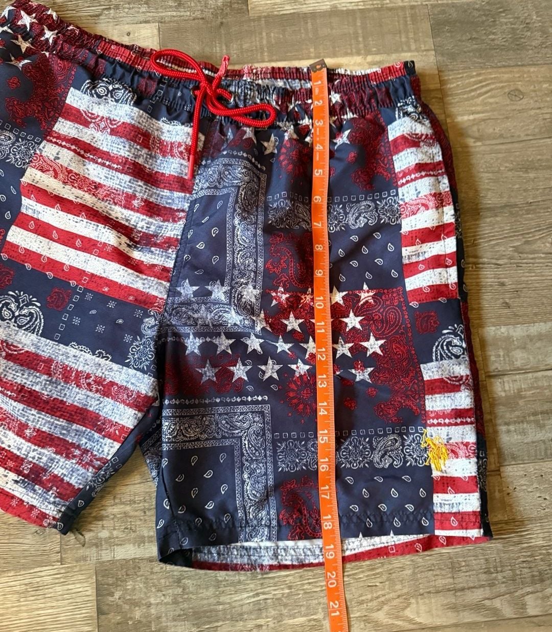 U.S Polo Assn Stars Stripes Bandana Swim Trunks size L 5