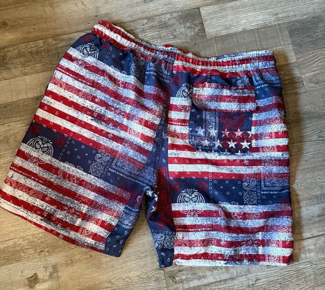 U.S Polo Assn Stars Stripes Bandana Swim Trunks size L 6