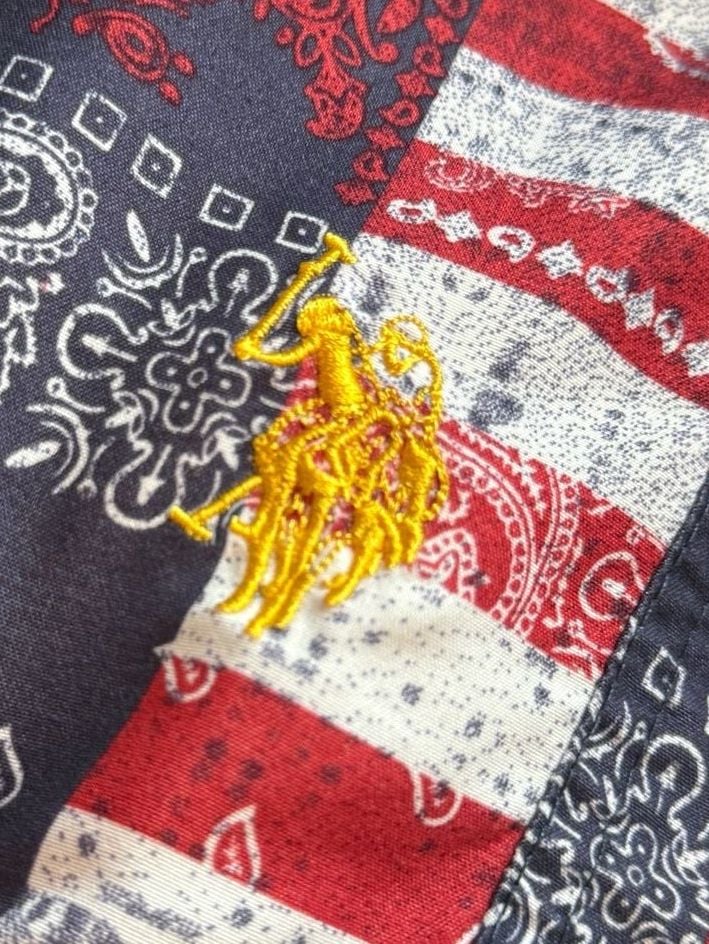 U.S Polo Assn Stars Stripes Bandana Swim Trunks size L 8