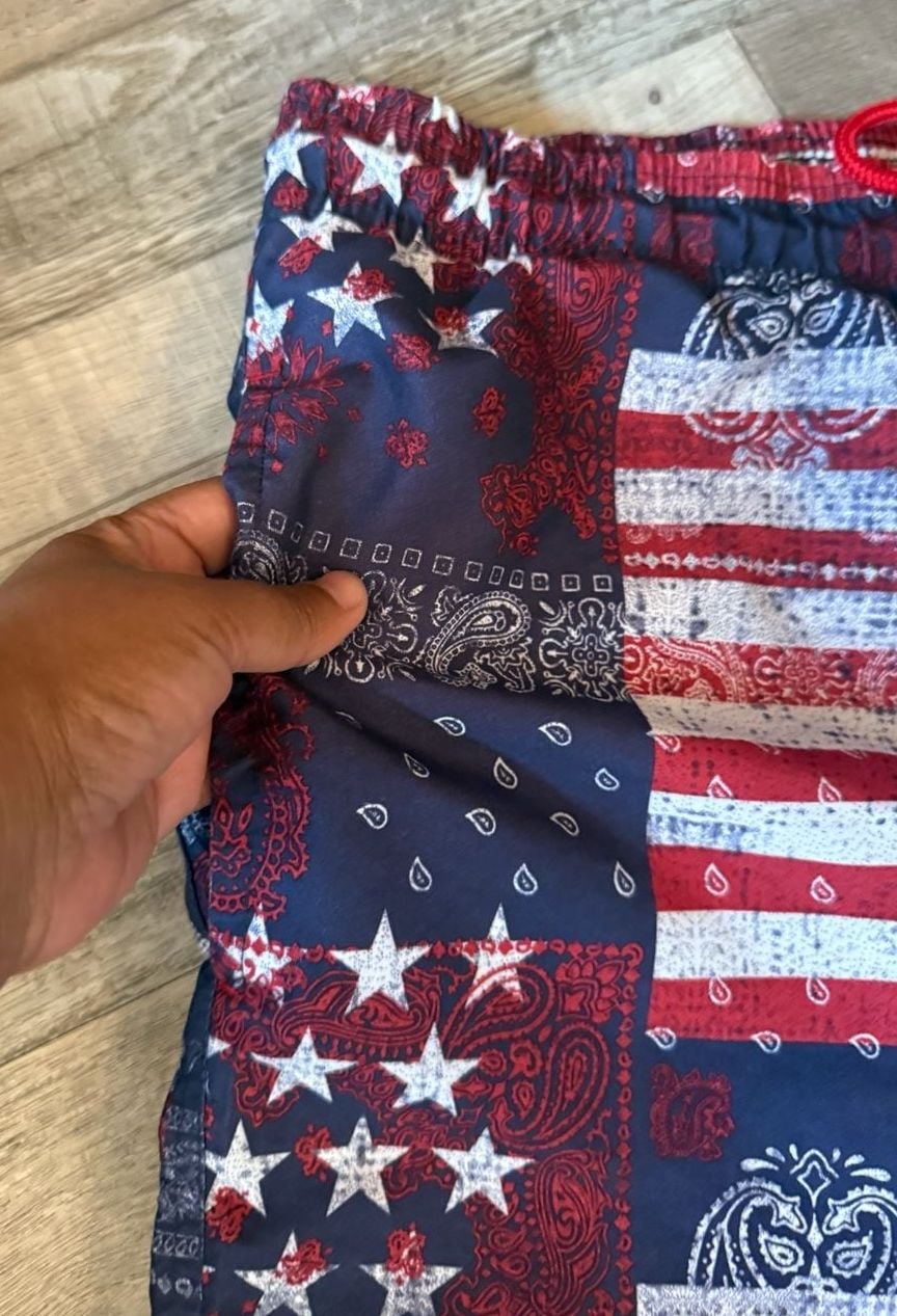 U.S Polo Assn Stars Stripes Bandana Swim Trunks size L 7