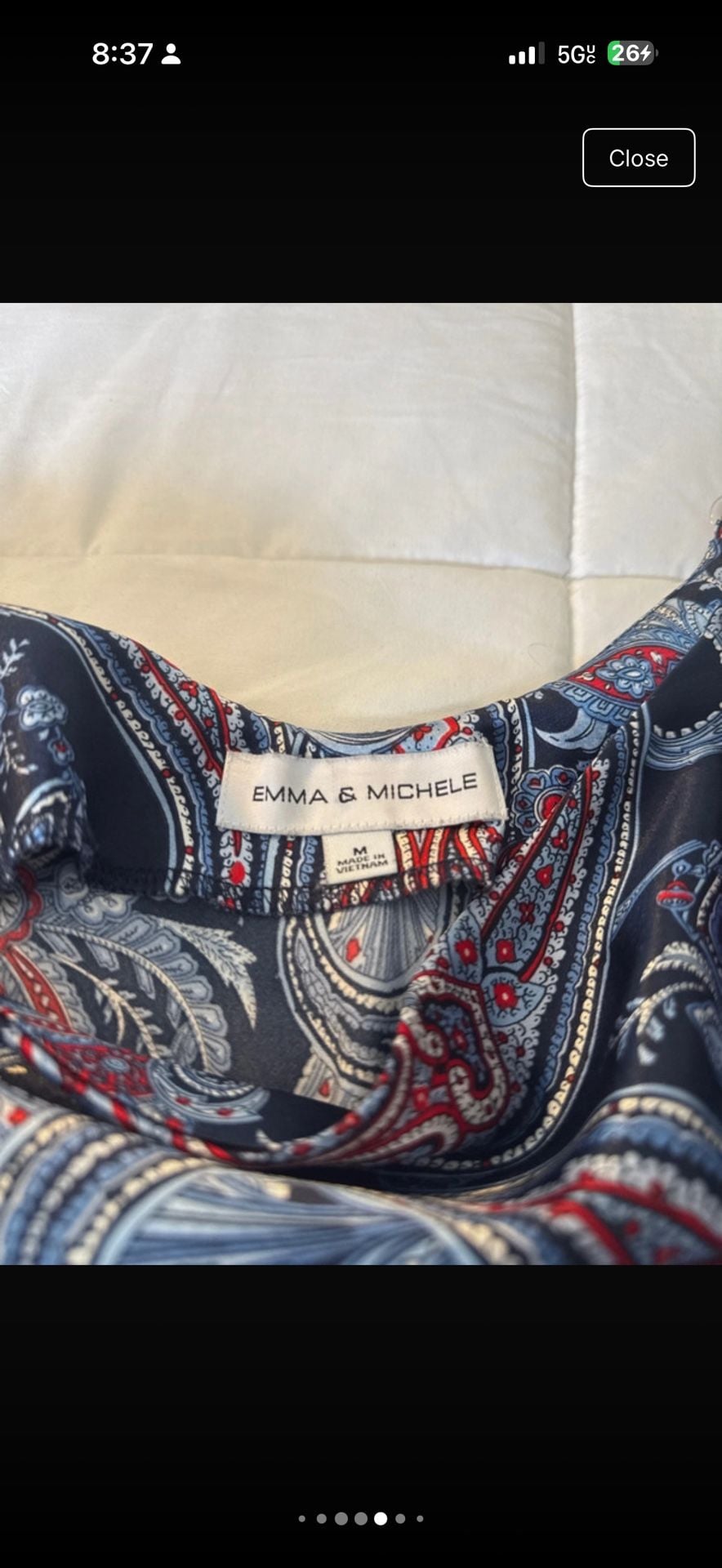 Emma & Michele Slip Dress Size M Blue Red Paisley Cowl Neck 2