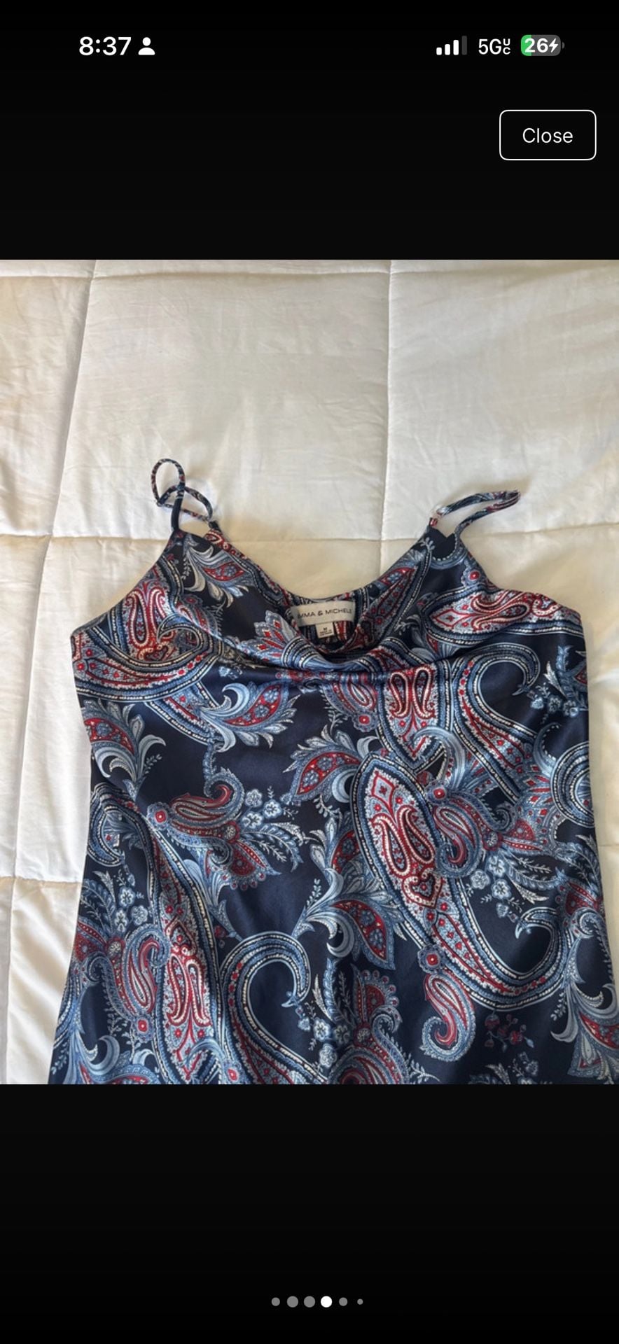 Emma & Michele Slip Dress Size M Blue Red Paisley Cowl Neck 3