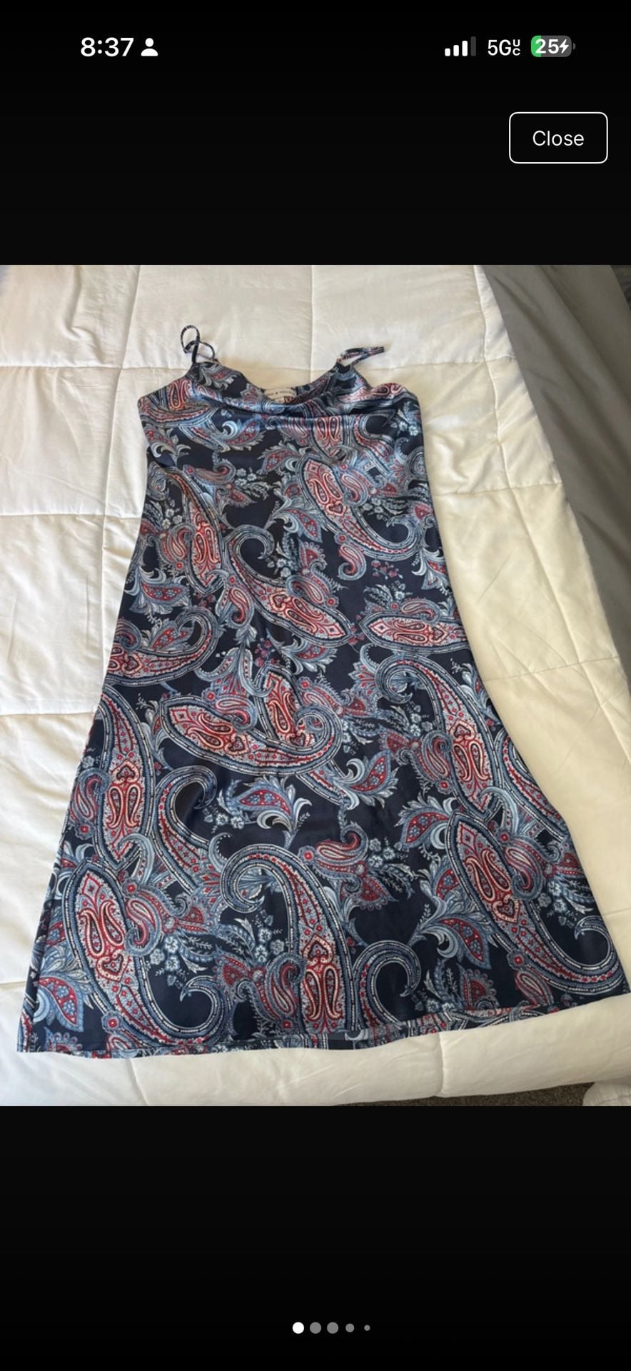 Emma & Michele Slip Dress Size M Blue Red Paisley Cowl Neck 7