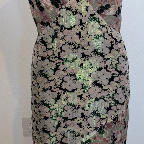 Anna Sui x Nuuly Floral Midi Dress Size 8 Mixed Print V-Neck