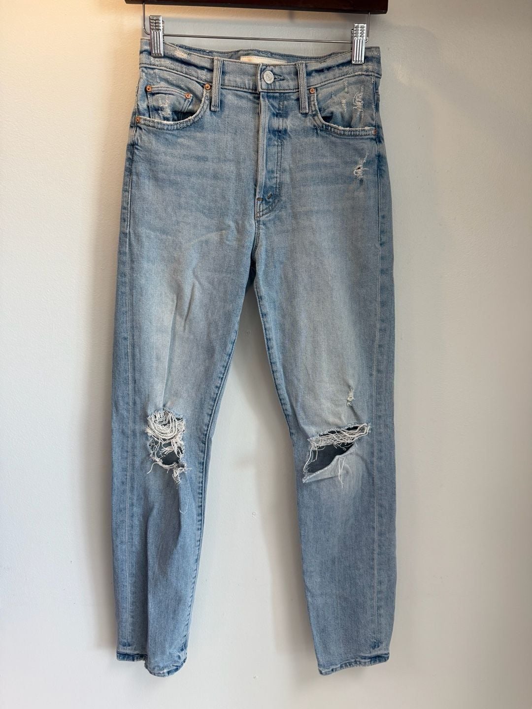 MOTHER Denim Jeans Light Wash Distressed 6