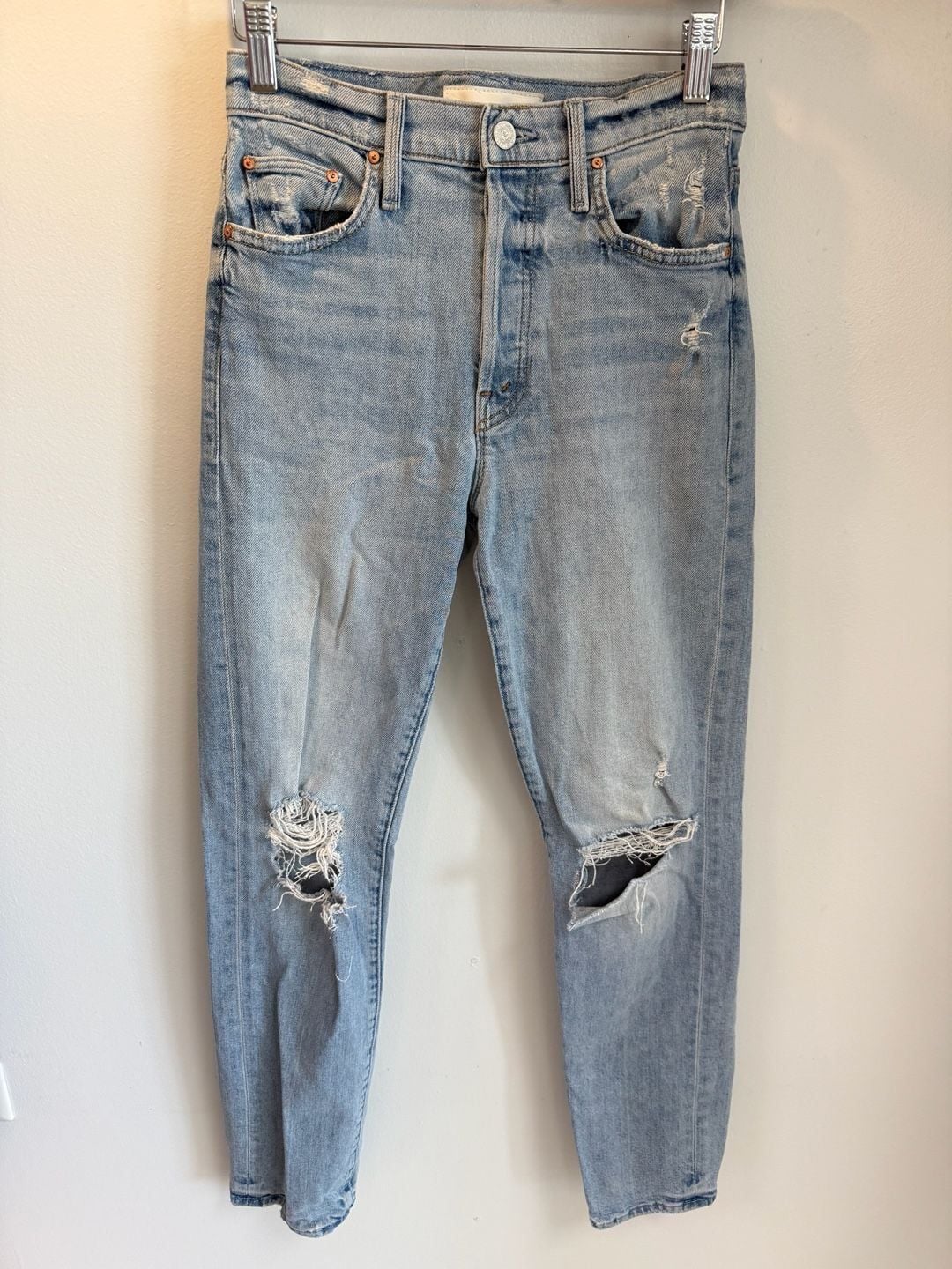 MOTHER Denim Jeans Light Wash Distressed 7