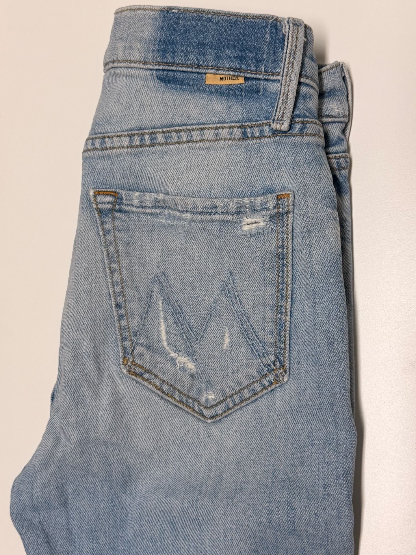 MOTHER Denim Jeans Light Wash Distressed 10