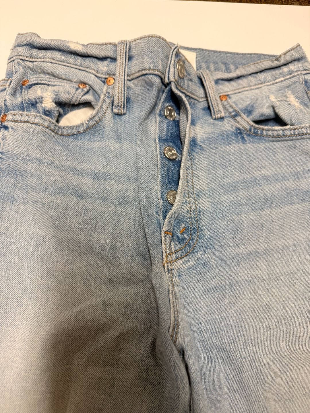 MOTHER Denim Jeans Light Wash Distressed 13