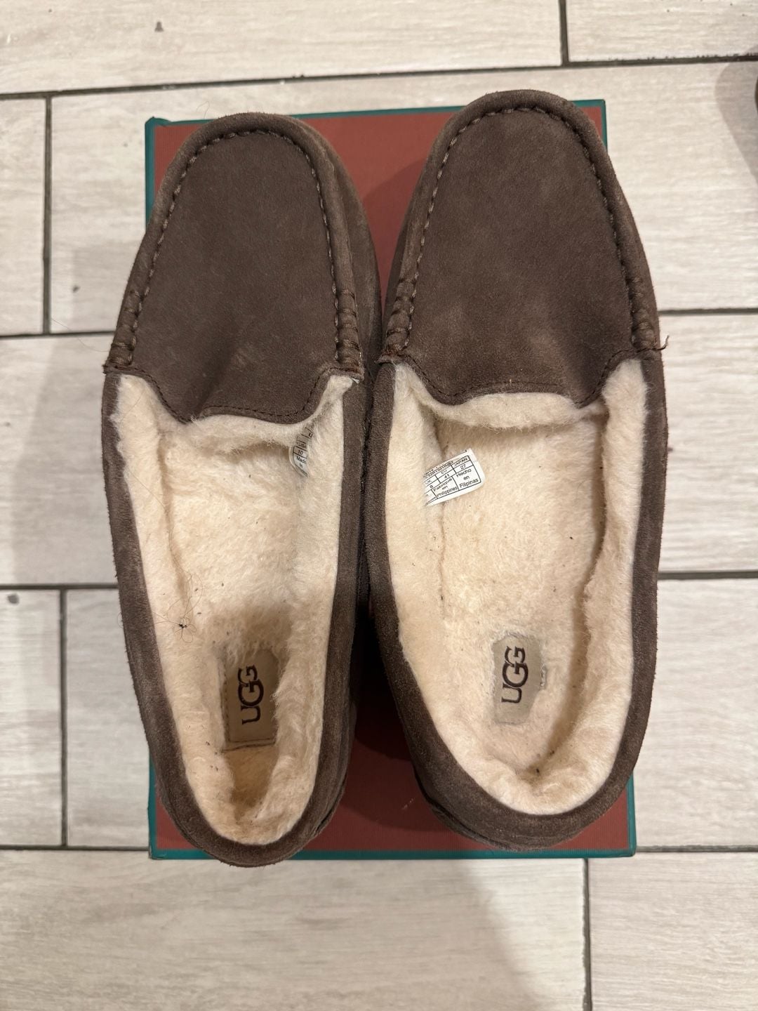 UGG Ansley Slipper Size 10 Espresso Brown Suede Shearling 2