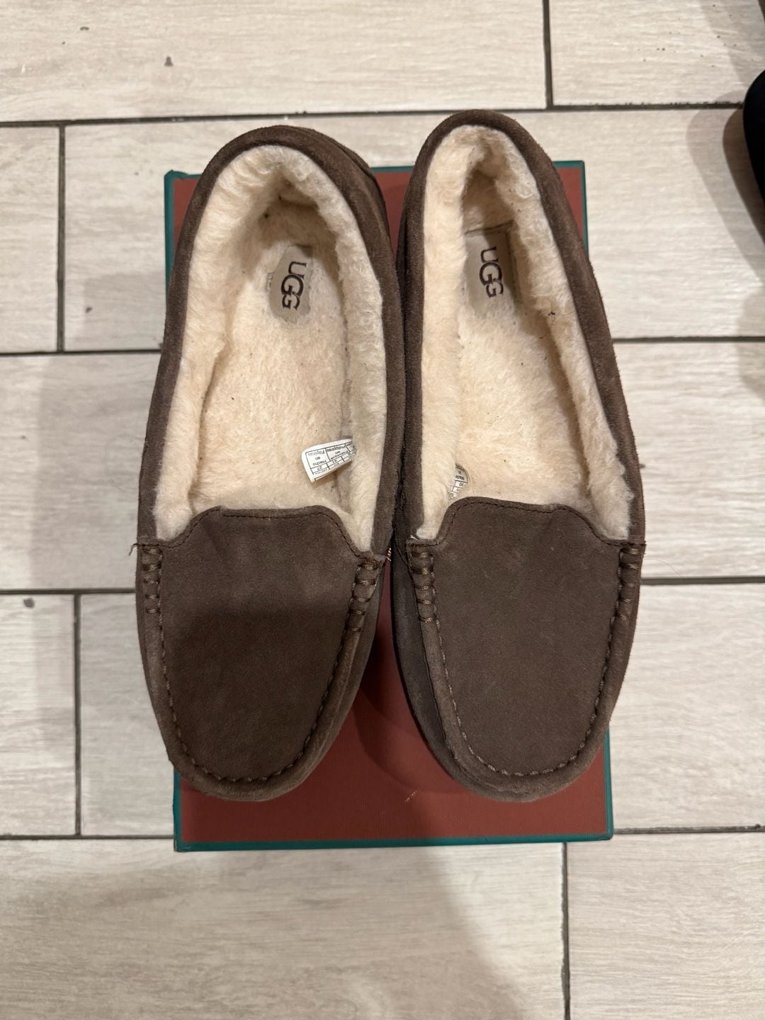UGG Ansley Slipper Size 10 Espresso Brown Suede Shearling 3