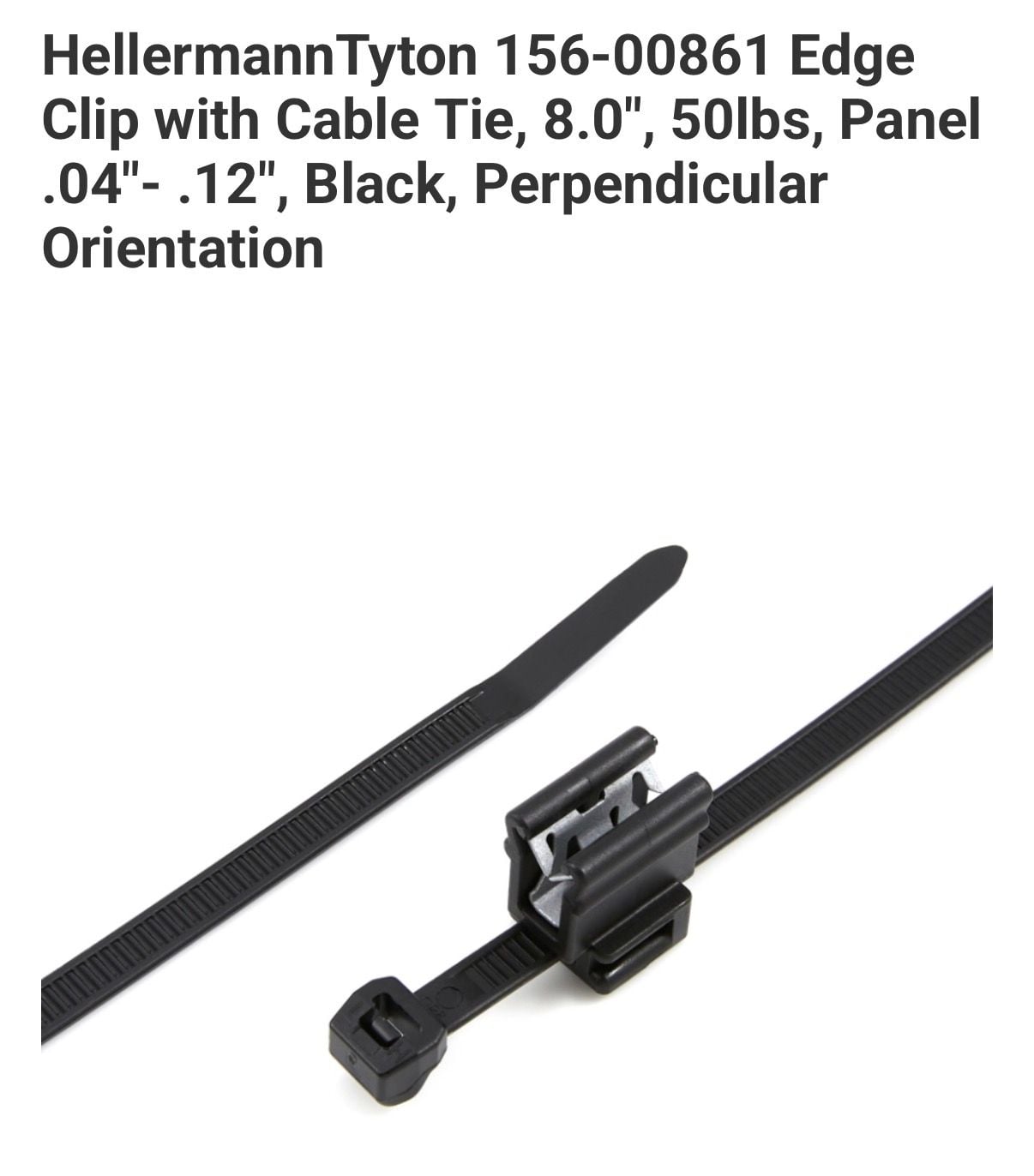 HellermannTyton 156-00861 Edge Clip with Cable Tie 8.0" Black Bulk 500 count 1