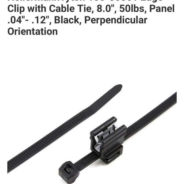 HellermannTyton 156-00861 Edge Clip with Cable Tie 8.0" Black Bulk 500 count