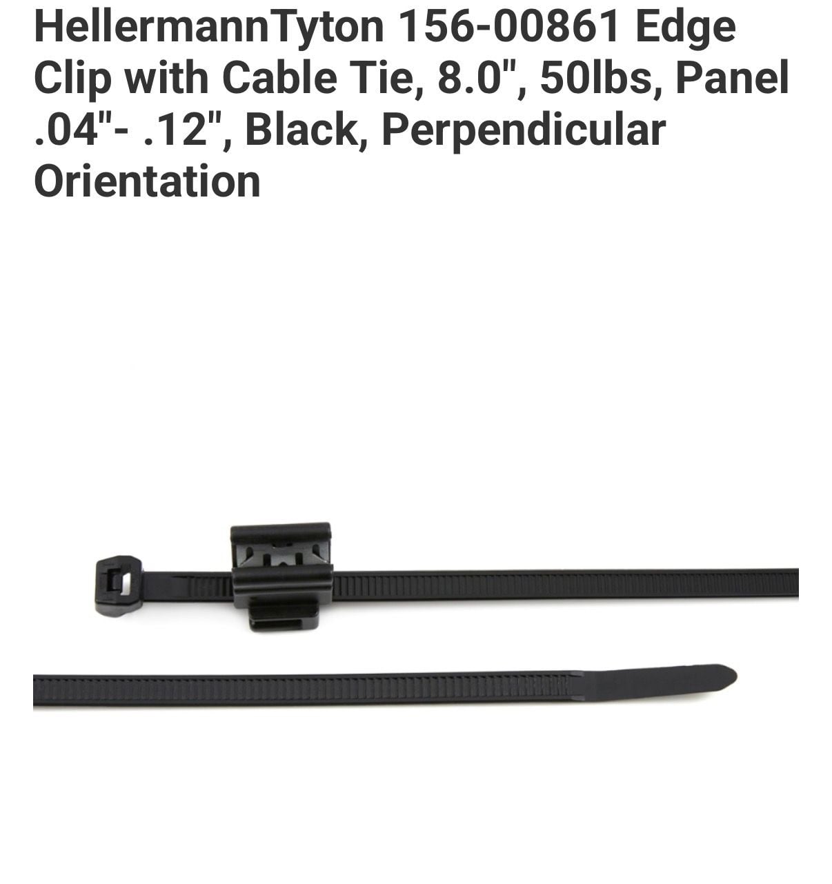 HellermannTyton 156-00861 Edge Clip with Cable Tie 8.0" Black Bulk 500 count 2