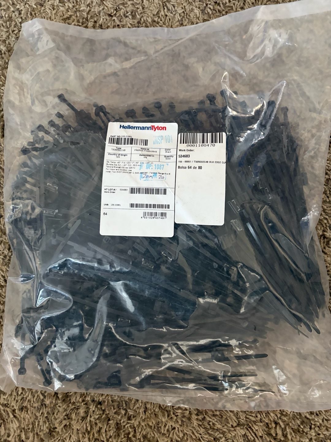 HellermannTyton 156-00861 Edge Clip with Cable Tie 8.0" Black Bulk 500 count 4