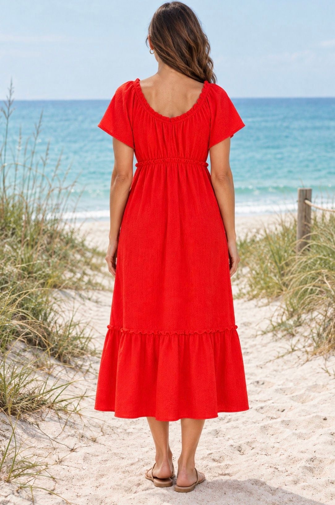 Sofia Jeans by Sofia Vergara V-Neck Flutter Sleeve Dress – Medium 4