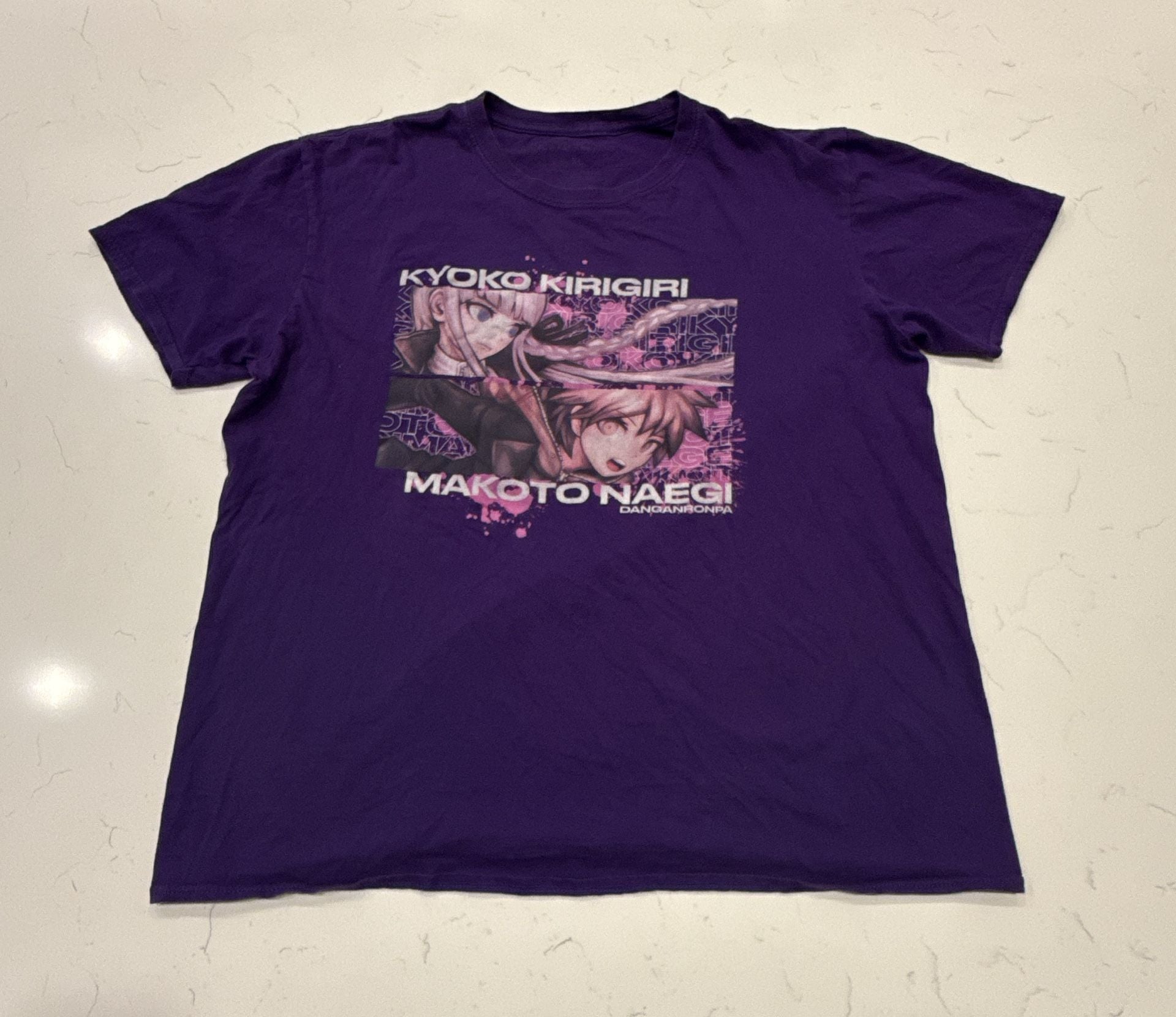 Danganronpa T-Shirt Size XL Purple Kyoko Kirigiri Makoto Naegi Anime 2