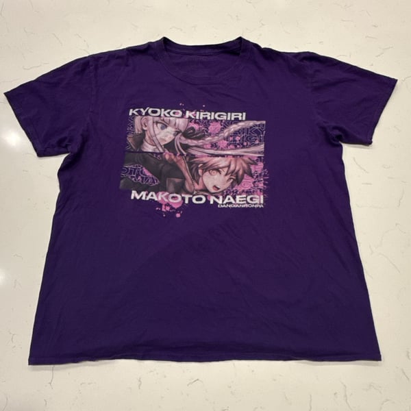 Danganronpa T-Shirt Size XL Purple Kyoko Kirigiri Makoto Naegi Anime