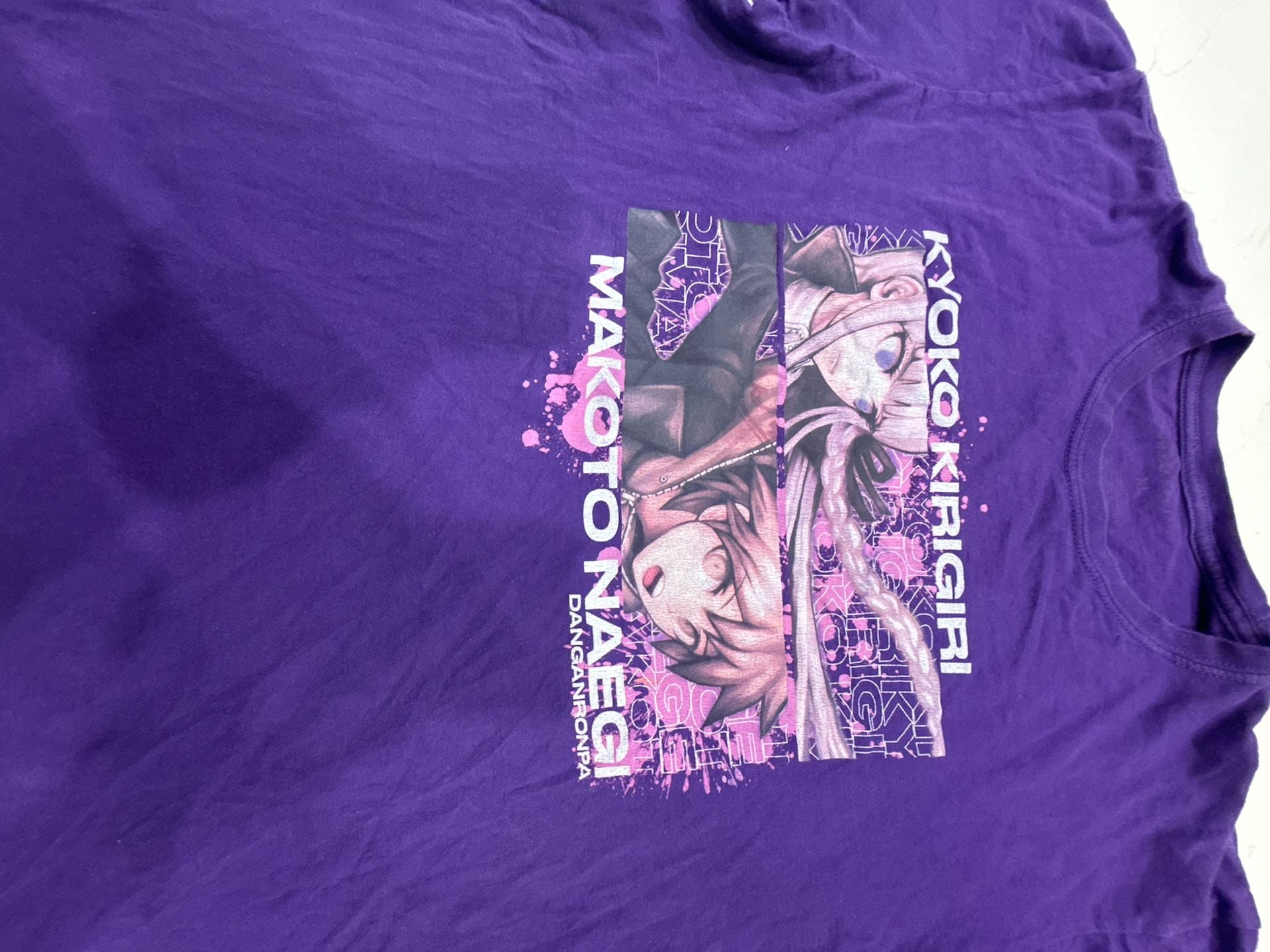 Danganronpa T-Shirt Size XL Purple Kyoko Kirigiri Makoto Naegi Anime 3