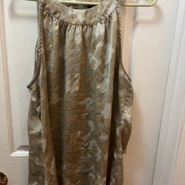 Apt 9 Halter Neck Blouse Size L Beige Gold Animal Print Sequin